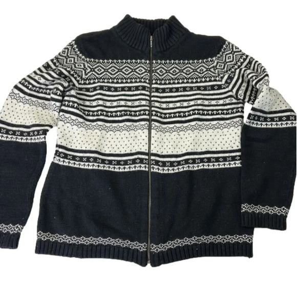 Northern Reflections Nordic Pattern Full Zip  Sweater - Picture 1 of 8